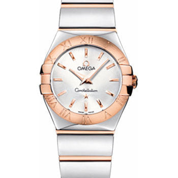 Omega Ladies Constellation Polished Quartz Watch - 24 mm Polished Steel And Red Gold Case - Silver Dial - Steel And Red Gold Bracelet - 123.20.24.60.02.003