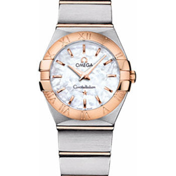 Omega Ladies Constellation Quartz Watch - 24 mm Brushed Steel And Red Gold Case - Mother-Of-Pearl Dial - 123.20.24.60.05.001