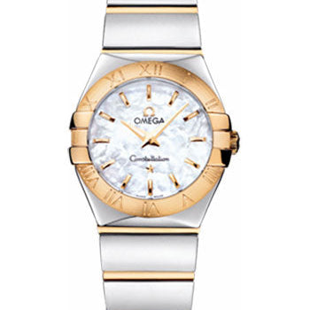 Omega Ladies Constellation Polished Quartz Watch - 24 mm Polished Steel And Yellow Gold Case - Mother-Of-Pearl Dial - Steel And Yellow Gold Bracelet - 123.20.24.60.05.004