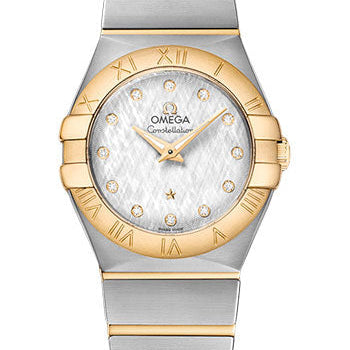 Omega Constellation Quartz - 27 mm Steel And Yellow Gold Case - Silver Diamond Dial - 123.20.27.60.52.001