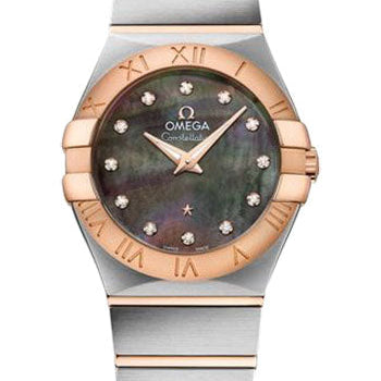 Omega Constellation Quartz Tahiti Watch - 27 mm Steel And Red Gold Case - Tahiti Mother-Of-Pearl Diamond Dial - 123.20.27.60.57.006