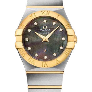 Omega Constellation Quartz Tahiti Watch - 27 mm Steel And Yellow Gold Case - Tahiti Mother-Of-Pearl Diamond Dial - 123.20.27.60.57.007