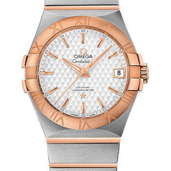 Omega Constellation Co-Axial Watch - 35 mm Steel Case - Red Gold Bezel - Silver Dial - Red Gold Bracelet - 123.20.35.20.02.005