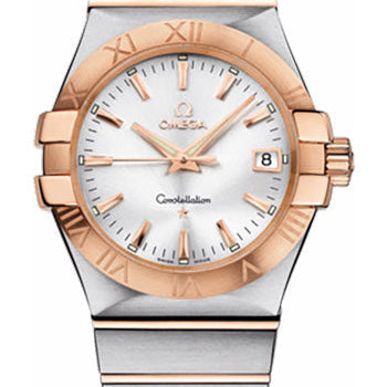 Omega Gents Constellation Quartz Watch - 35 mm Brushed Steel And Red Gold Case - Silver Dial - 123.20.35.60.02.001