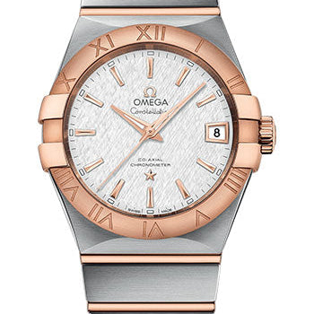 Omega Constellation Co-Axial Watch - 38 mm Steel And Red Gold Case - White -Silvery Dial - 123.20.38.21.02.007