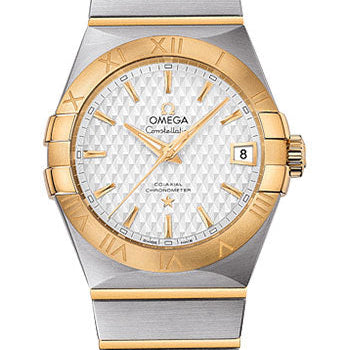 Omega Constellation Co-Axial Watch - 38 mm Steel Case - Yellow Gold Bezel - Silver Dial - Yellow Gold Bracelet - 123.20.38.21.02.009