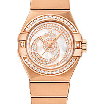 Omega Ladies Constellation Luxury Edition Watch - 27 mm Red Gold Case - Diamond Bezel - Mother-Of-Pearl Diamond Dial - 123.55.27.20.55.005