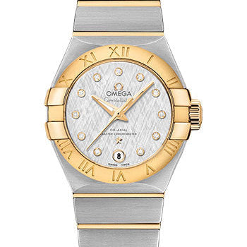 Omega Constellation Co-Axial Master Chronometer Watch - 27 mm Steel And Yellow Gold Case - White -Silvery Diamond Dial - Brushed Steel Bracelet - 127.20.27.20.52.002
