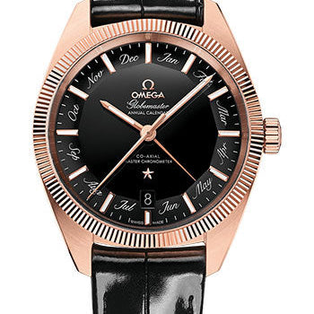 Omega Constellation Globemaster Omega Co-Axial Master Chronometer Annual Calendar - 41 mm Sedna Gold Case - Black Dial - Black Leather Strap - 130.53.41.22.01.001