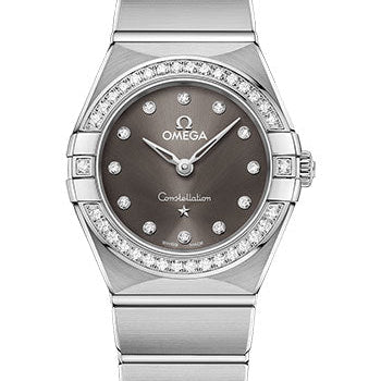 Omega Constellation Manhattan Quartz Watch - 25 mm Steel Case - Diamond-Paved Bezel - Grey Diamond Dial - 131.15.25.60.56.001