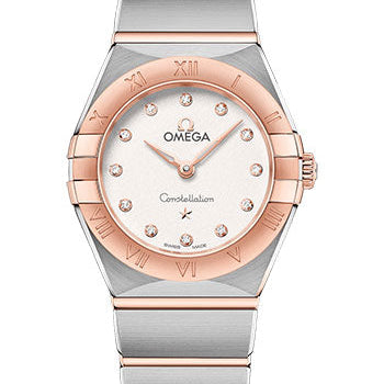 Omega Constellation Manhattan Quartz Watch - 25 mm Steel And Sedna Gold Case - Crystal White Silvery Diamond Dial - 131.20.25.60.52.001