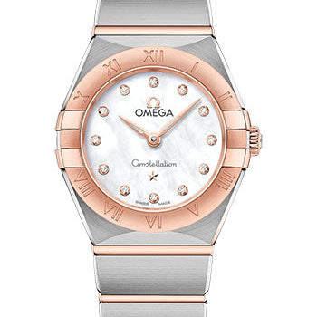 Omega Constellation Manhattan Quartz Watch - 25 mm Steel And Sedna Gold Case - Mother-Of-Pearl Diamond Dial - 131.20.25.60.55.001