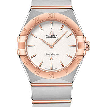 Omega Constellation Manhattan Quartz Watch - 28 mm Steel And Sedna Gold Case - Crystal White Silvery Dial - 131.20.28.60.02.001