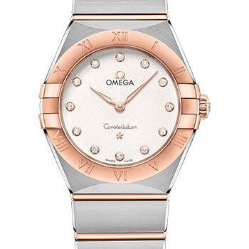 Omega Constellation Manhattan Quartz Watch - 28 mm Steel And Sedna Gold Case - Crystal White Silvery Diamond Dial - 131.20.28.60.52.001