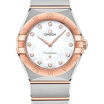 Omega Constellation Manhattan Quartz Watch - 28 mm Steel And Sedna Gold Case - Mother-Of-Pearl Diamond Dial - 131.20.28.60.55.001