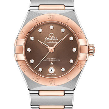Omega Constellation Manhattan Co-Axial Master Chronometer Watch - 29 mm Steel And Sedna Gold Case - Brown Diamond Dial - 131.20.29.20.63.001