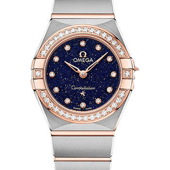 Omega Constellation Quartz - 25 mm Steel And Sedna Gold Case - Diamond Bezel - Blue Glass Diamond Dial - 131.25.25.60.53.002