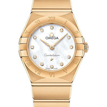Omega Constellation Manhattan Quartz Watch - 25 mm Yellow Gold Case - Mother-Of-Pearl Diamond Dial - 131.50.25.60.55.002