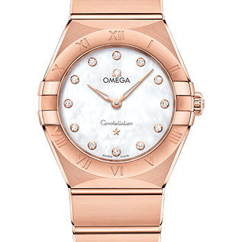 Omega Constellation Manhattan Quartz Watch - 28 mm Sedna Gold Case - Mother-Of-Pearl Diamond Dial - 131.50.28.60.55.001