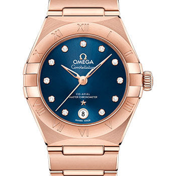 Omega Constellation Manhattan Co-Axial Master Chronometer Watch - 29 mm Sedna Gold Case - Blue Diamond Dial - 131.50.29.20.53.001