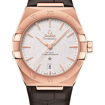 Omega Constellation OMEGA Co-Axial Master Chronometer - 39 mm Sedna Gold Case - Silvery Dial - Brown Leather Strap - 131.53.39.20.02.001