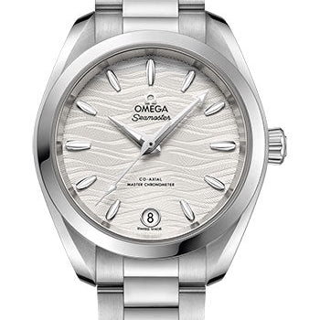 Omega Seamaster Aqua Terra 150M Co-Axial Master Chronometer Watch - 34 mm Steel Case - Waved Silvery Dial - 220.10.34.20.02.002
