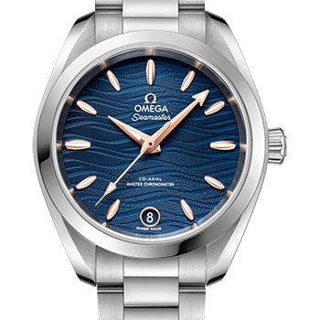 Omega Seamaster Aqua Terra 150M Co-Axial Master Chronometer Watch - 34 mm Steel Case - Waved Blue Dial - 220.10.34.20.03.001
