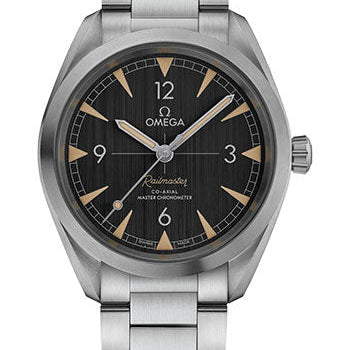 Omega Seamaster Railmaster Omega Co-Axial Master Chronometer Watch - 40 mm Steel Case - Vertically Brushed Black Dial - 220.10.40.20.01.001