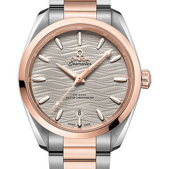 Omega Seamaster Aqua Terra 150M Co-Axial Master Chronometer Ladies Watch - 38 mm Steel And Sedna Gold Case - Waved Agate Grey Dial - 220.20.38.20.06.001