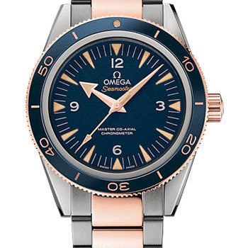 Omega Seamaster 300 Omega Master Co-Axial Watch - 41 mm Grade 5 Titanium And Sedna Gold Case - Unidirectional Sedna Gold Bezel - Blue Dial - 233.60.41.21.03.001