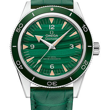 Omega Seamaster 300 Omega Co-Axial Master Chronometer - 41 mm Platinum Case - Deep Green Dial - Green Leather Strap - 234.93.41.21.99.001