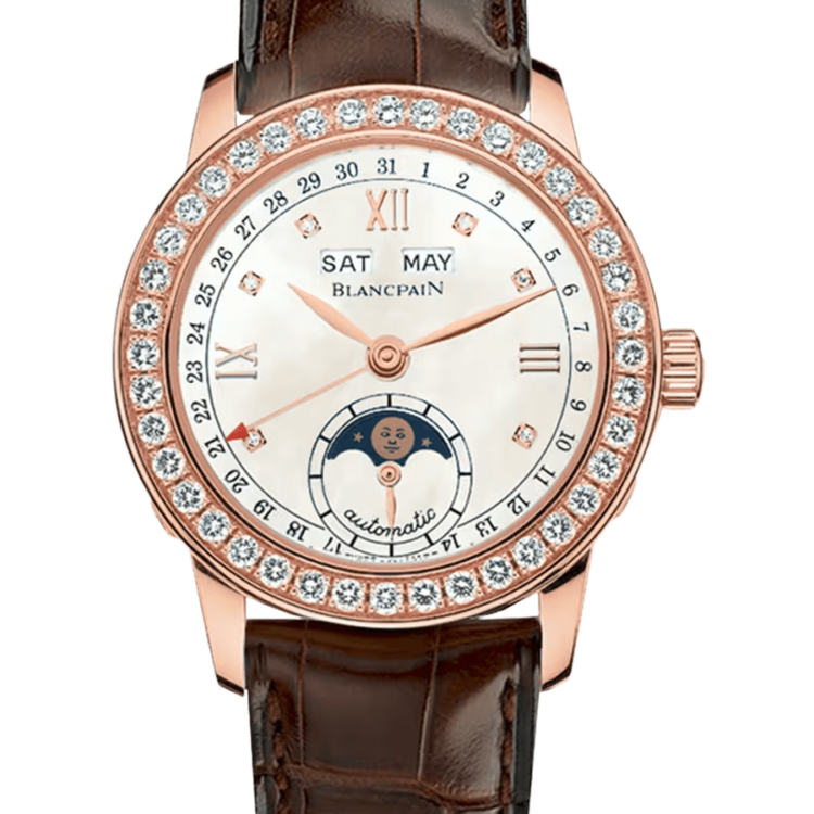 Blancpain Ladybird Quantieme Complet Diamond Red Gold Alligator Ladies Watch - 2360 2991A 55B