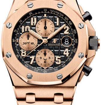 Audemars Piguet Royal Oak Offshore Selfwinding Chronograph Watch - 42mm - Pink Gold - Black Dial - Pink Gold Bracelet - 26470OR.OO.1000OR.03