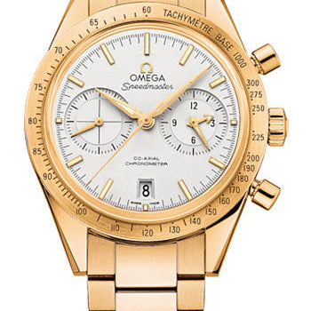 Omega Speedmaster '57 Omega Co-Axial Chronograph Watch - 41.5 mm Yellow Gold Case - Brushed Bezel - Silver Dial - 331.50.42.51.02.001