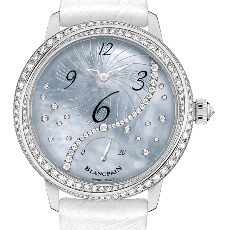 Blancpain Ladybird Heure Decentree White Gold Ostrich Ladies Watch - 3650A 3554L 58B