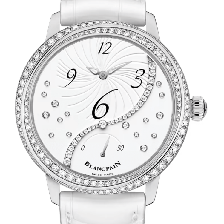 Blancpain Ladybird Heure Decentree White Alligator Diamond Ladies Watch - 3650A 4528 55B