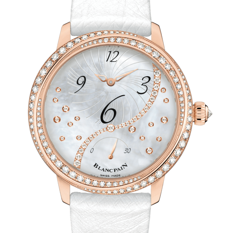 Blancpain Ladybird Heure Decentree Red Gold White Ostrich Ladies Watch - 3650A 3754 58B