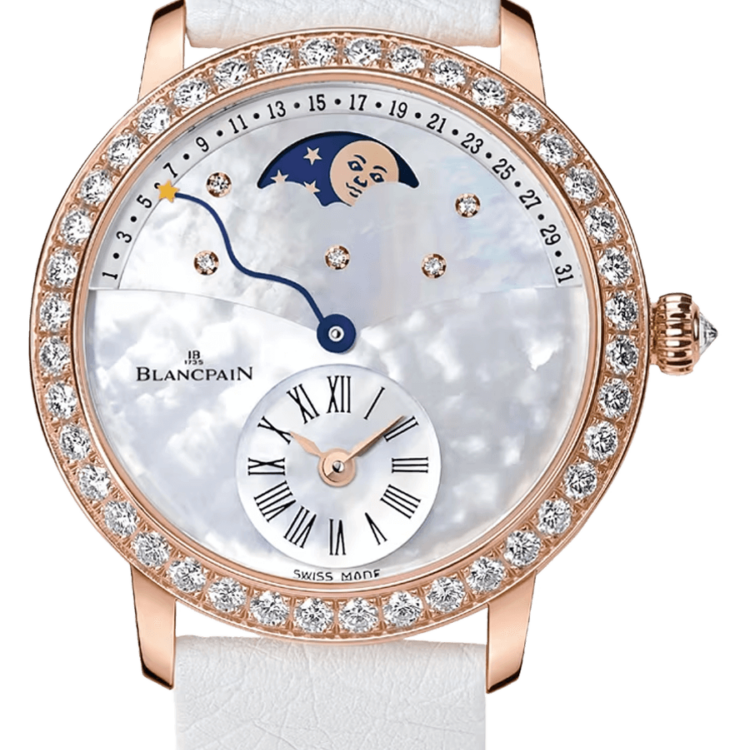 Blancpain Ladybird Quantieme Retrograde Diamond Red Gold Ostrich Ladies Watch - 3653 2954 58B