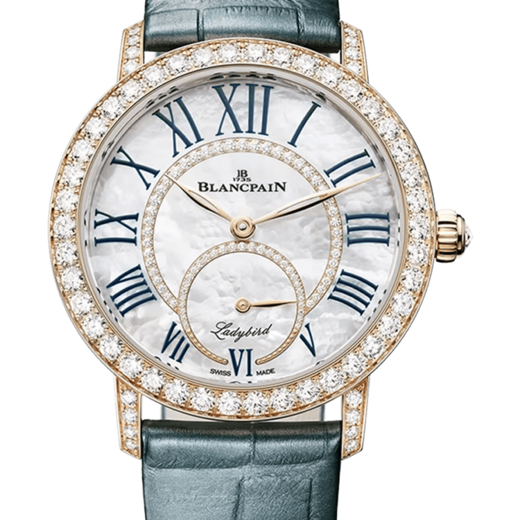 Blancpain Ladybird Colors Red Gold Diamond Teal Alligator Ladies Watch - 3661 2954 55B