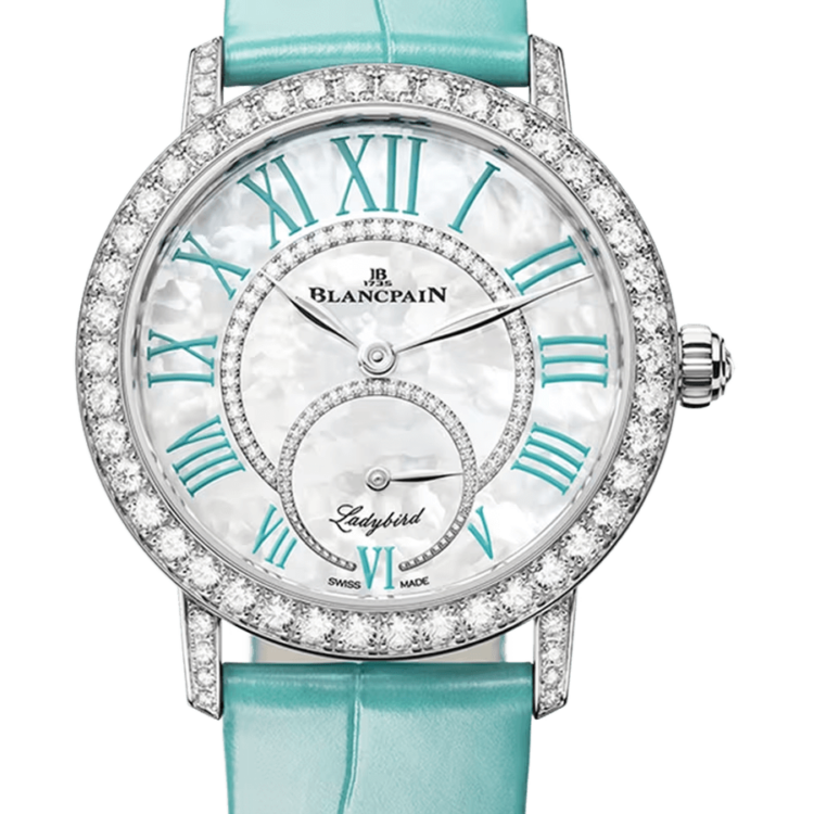 Blancpain Ladybird Colors Turquoise White Gold Diamond Alligator Ladies Watch - 3661B 1954 55B