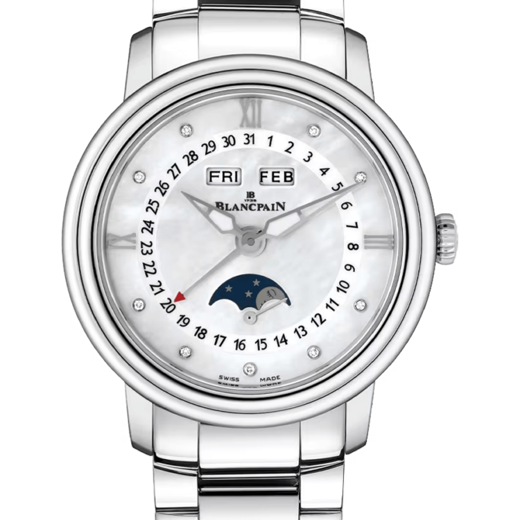 Blancpain Ladybird Quantieme Complet Steel Mother of Pearl Ladies Watch - 3663 1154 71B