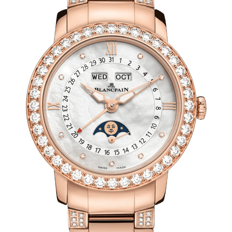 Blancpain Ladybird Quantieme Complet Red Gold Diamond Ladies Watch - 3663 2954 89B