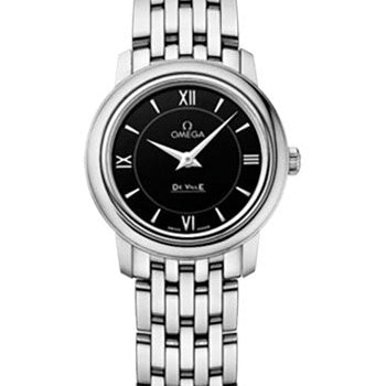 Omega De Ville Prestige Quartz Watch - 24.4 mm Steel Case - Black Dial - 424.10.24.60.01.001