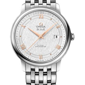 Omega De Ville Prestige Co-Axial Watch - 39.5 mm Steel Case - White Silvery Dial - 424.10.40.20.02.004