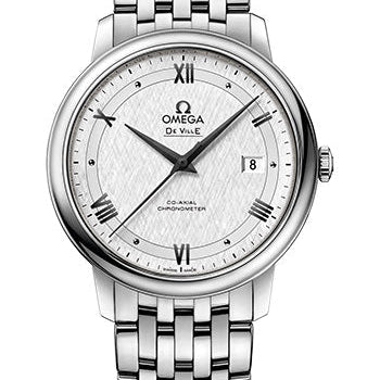 Omega De Ville Prestige Co-Axial Watch - 39.5 mm Steel Case - White Silvery Dial - 424.10.40.20.02.005