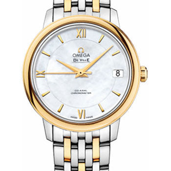 Omega De Ville Prestige Co-Axial Watch - 32.7 mm Steel And Yellow Gold Case - Mother-Of-Pearl Dial - 424.20.33.20.05.001