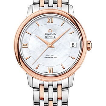 Omega De Ville Prestige Co-Axial Watch - 32.7 mm Steel And Red Gold Case - Mother-Of-Pearl Dial - Two-Tone Steel And Red Gold Bracelet - 424.20.33.20.05.002