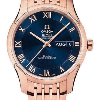 Omega De Ville Hour Vision Co-Axial Master Chronometer Annual Calendar Watch - 41 mm Sedna Gold Case - Two-Zone Blue Dial - 433.50.41.22.03.001