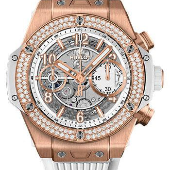 Hublot Big Bang Unico King Gold White Diamonds 42mm Watch - 42 mm - White Skeleton Dial-441.OE.2010.RW.1104