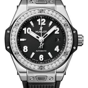 Hublot Big Bang One Click Steel Diamonds Watch - 33 mm - Black Dial - Black Rubber Strap-485.SX.1170.RX.1204